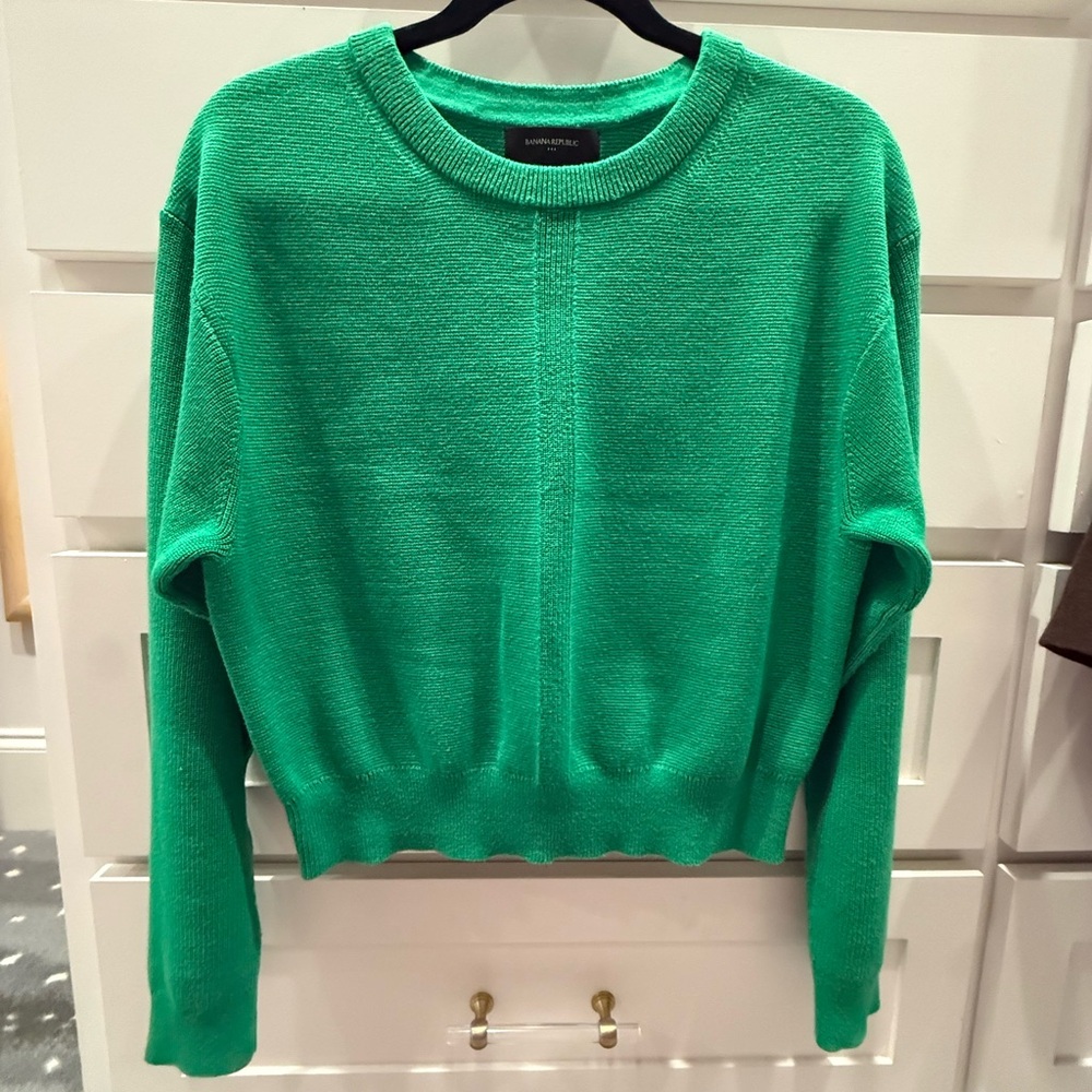 Ribbed Pullover Sweater Green Sweater Banana Republic Factory M
